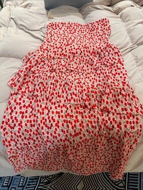 Astr Red Cherry-Print Pink Tiered Sundress